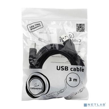 Gembird/Cablexpert CCF2-USB2-AMBM-10 USB 2.0 Pro Кабель  , AM/BM, 3м, экран, 2феррит.кольца, черный, пакет