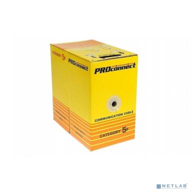 PROconnect (01-0052) Кабель витая пара U/UTP, CAT 5e, PVC, 4PR, 24AWG, INDOOR, SOLID, серый, 305м