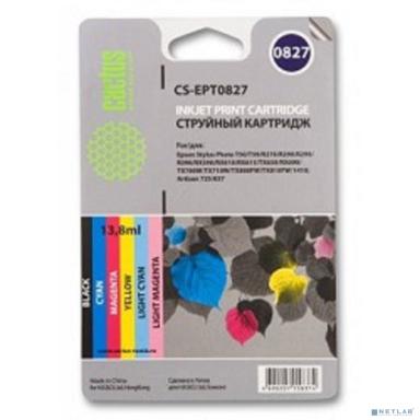 Cactus EPT0827 Картридж струйный Cactus CS-EPT0827 многоцветный для Epson Stylus Photo R270/290/RX590 Комплект цветных картриджей 6 шт