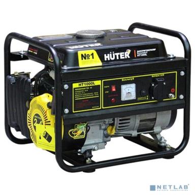 Huter HT1000L 64/1/2 Электрогенератор {четырехтактный, 1000Вт, 220В/50Гц, 75Дб, принудительное охлаждение, бак 4,8л, расход бензина 450 г/кВтч,460х365х395, 23,5 кг} 4606059015031