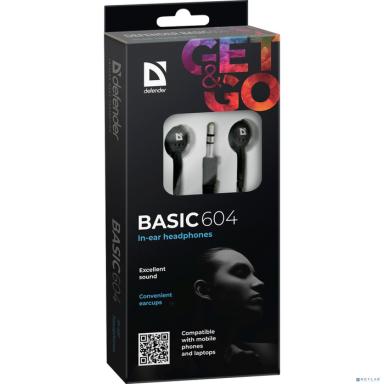 Defender Наушники вставки Basic 604 черный [63604]