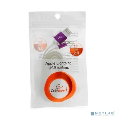 Gembird Кабель USB 2.0 Cablexpert CC-ApUSBp1m, AM/Lightning 8P, 1м, силиконовый шнур, разъемы фиолетовый металлик, пакет
