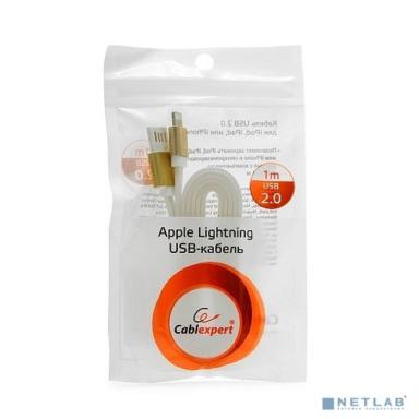 Gembird Кабель USB 2.0 Cablexpert CC-ApUSBgd1m, AM/Lightning 8P, 1м, силиконовый шнур, разъемы золотой металлик, пакет