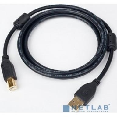 Bion Кабель интерфейсный USB 2.0 AM/BM, позолоченные контакты, ферритовые кольца, 3м, черный [BXP-CCF-USB2-AMBM-030]