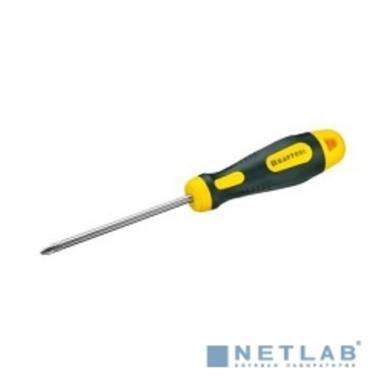 KRAFTOOL Отвертка "EXPERT", Cr-Mo-V сталь, двухкомпонентная противоскользящая рукоятка, PH, №2x100 мм [250072-2-100]
