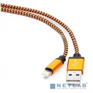 Gembird Кабель USB 2.0 Cablexpert CC-ApUSB2oe1m, AM/Lightning 8P, 1м, нейлоновая оплетка, алюминиевые разъемы, оранжевый, пакет