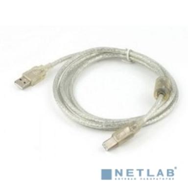 Кабель USB2.0 Cablexpert AM/BM, медь, двойн.экран, фер.кольцо, Pro, 0.75м, прозрач, пакет  (CCF-USB2-AMBM-TR-0.75M)