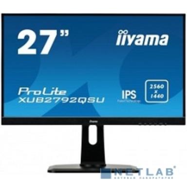 LCD IIYAMA 27" XUB2792QSU-B1 черный {IPS LED 2560x1440 75Hz 5ms 10bit(8bit+FRC) 16:9 350cd 1000:1 178/178 D-Sub DVI HDMI1.4 DisplayPort1.2 USB3.0 AudioOut 2x2W VESA}