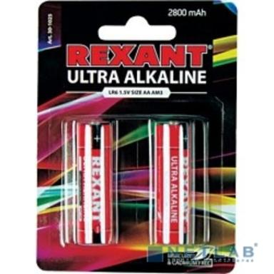 Rexant (30-1025) Батарейка алкалиновая ультра AA/LR6, 1,5В, 2 шт, блистер