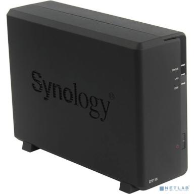 Synology DS118 Сетевое хранилище 1xHDD DC1,4GhzCPU/1Gb,  SATA(3,5'')/2xUSB3.0/1GigEth/iSCSI/2xIPcam(upto 15)/1xPS