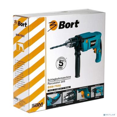 Bort BSM-750U Дрель ударная [93726911] { 710 Вт, 3000 Об/мин, БЗП, 1.9 кг, набор аксессуаров 4 шт }