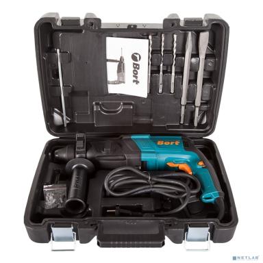 Bort BHD-850X Перфоратор электрический [91272539] { SDS+, 850 Вт, 3,2 Дж, 1300 об/мин, 5500 уд/мин, 3,1 кг, набор аксессуаров 9 шт, сверление, сверление + удар, долбление }