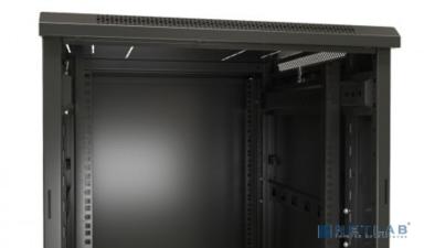 Hyperline TTB-2266-AS-RAL9004 Шкаф напольный 19-дюймовый, 22U, 1166x 600х 600 мм, передняя стеклянная дверь со стальными перфорированными боковинами, задняя дверь сплошная, ручка с замком (5 мест)