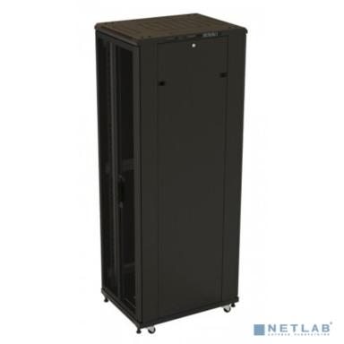 Hyperline TTB-2268-DD-RAL9004 Шкаф напольный 19-дюймовый, 22U, 1166x600x800 мм (ВхШхГ), передняя и задняя распашные перфорированные двери (75%), ручка с замком, крыша нового типа, цвет черный (RAL 900