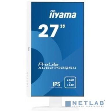 LCD IIYAMA 27" XUB2792QSU-W1 белый {IPS LED 2560x1440 75Hz 5ms 10bit(8bit+FRC) 16:9 350cd 1000:1 178/178 D-Sub DVI HDMI1.4 DisplayPort1.2 USB3.0 AudioOut 2x2W VESA}