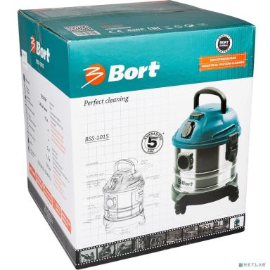 Bort BSS-1015 Пылесос строительный [98297041] { 1250 Вт, вместимость 15 л, 58 л/сек, 5 кг, набор аксессуаров 10 шт }