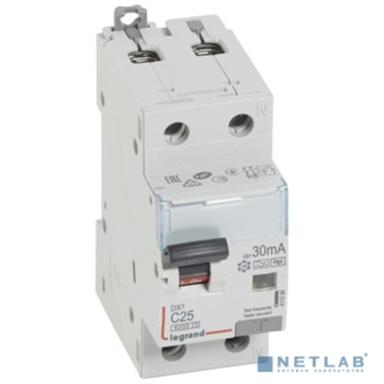 Legrand 411096 Автоматический выключатель дифференциального тока DX? 6000 - 10 кА - тип характеристики С - 1П+Н - 230 В~ - 25 А - тип HPI - 30 мА - 2 модуля