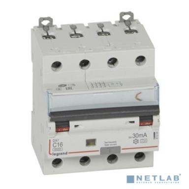 Legrand 411234 Автоматический выключатель дифференциального тока DX? 6000 - 10 кА - тип характеристики С - 4П - 400 В~ - 16 А - тип A - 30 мА - 4 модуля