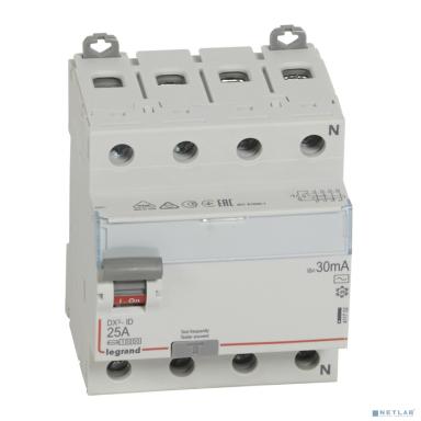 Legrand 411702 Выключатель дифференциального тока DX?-ID - 4П - 400 В~ - 25 А - тип AC - 30 мА - 4 модуля