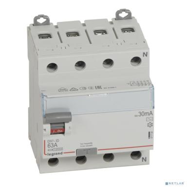Legrand 411704 Выключатель дифференциального тока DX?-ID - 4П - 400 В~ - 63 А - тип AC - 30 мА - 4 модуля