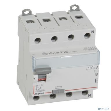Legrand 411712 Выключатель дифференциального тока DX?-ID - 4П - 400 В~ - 25 А - тип AC - 100 мА - 4 модуля