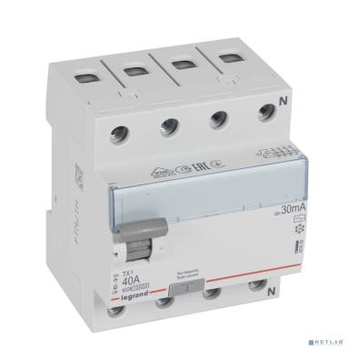 Legrand 403009 Выключатель дифференциального тока TX? - 4П - 40 А - тип AC - 30 мА - 4 модуля