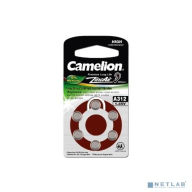 Camelion  ZA312 BL-6 Mercury Free (A312-BP6(0%Hg), батарейка для слуховых аппаратов, 1.4 V,170mAh) (6 шт. в уп-ке)