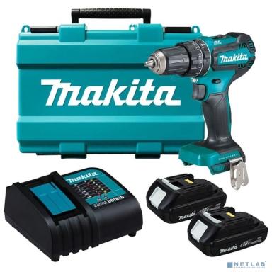 Makita DHP485SYE Дрель ак(уд) б\щет,18В,2х1.5 Ач Li-ion,БЗП-13мм, 0-500\1900об\м,50\25Нм,1.7кг, кейс