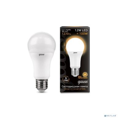 GAUSS 102502112 Светодиодная лампа LED A60 шар 12W E27 1150lm 3000K 1/10/50 