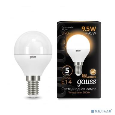 GAUSS 105101110 Светодиодная лампа LED Шар E14 9.5W 890lm 3000K 1/10/50 