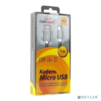 Cablexpert Кабель USB 2.0 CC-G-mUSB02Gy-1M AM/microB, серия Gold, длина 1м, титан, блистер