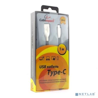 Cablexpert Кабель USB 2.0 CC-G-USBC01Bk-1M AM/Type-C, серия Gold, длина 1м, черный, блистер