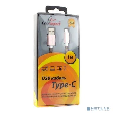 Cablexpert Кабель USB 2.0 CC-G-USBC02Cu-1M AM/Type-C, серия Gold, длина 1м, золото, блистер