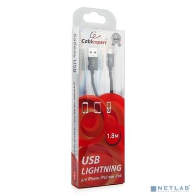 Cablexpert Кабель для Apple CC-S-APUSB01Bk-1.8M, AM/Lightning, серия Silver, длина 1.8м, черный, блистер