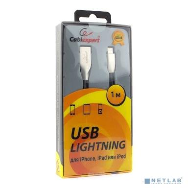 Cablexpert Кабель для Apple CC-G-APUSB01Bk-1M, AM/Lightning, серия Gold, длина 1м, черный, блистер	