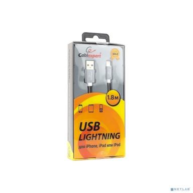 Cablexpert Кабель для Apple CC-G-APUSB02Gy-1.8M, AM/Lightning, серия Gold, длина 1.8м, титан, блистер	
