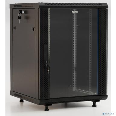 Hyperline TWB-FC-2266-SR-RAL9004 Шкаф настенный 19-дюймовый (19"), 22U, 1086x 600х 600мм, металлическая передняя дверь с замком, две боковые панели, с возможностью установки на ножки, цвет черный