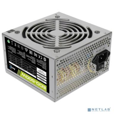 Aerocool 500W Retail ECO-500W ATX v2.3 Haswell, fan 12cm, 400mm cable, power cord, 20+4P, 12V 4P, 1x PCI-E 6P, 3x SATA, 2x PATA, 1x FDD (замена 11083173)