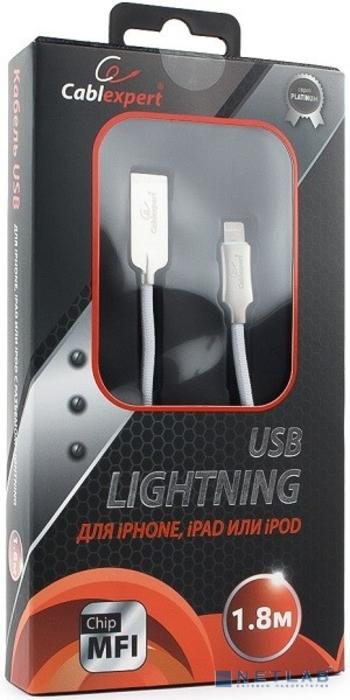 Cablexpert Кабель для Apple CC-P-APUSB02W-1.8M MFI, AM/Lightning, серия Platinum, длина 1.8м, белый, блистер