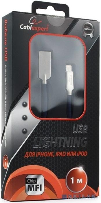 Cablexpert Кабель для Apple CC-P-APUSB02Bl-1M MFI, AM/Lightning, серия Platinum, длина 1м, синий, блистер