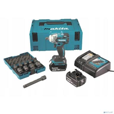 Makita DTW285RFJX Гайковерт ак уд б\щ, {18В,2 х 3Ач Liion,0-1800\2600\3500\м,280Нм,кв1\2",1.7кг,М10-20,MakPac,н-р акс}