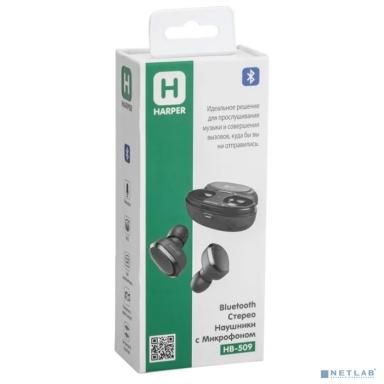 HARPER HB-509 black {беспроводные, Встроенный микрофон, Частотный диапазон 20 Гц-20 КГц, Сопротивление: 16 Ом}