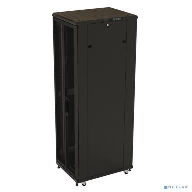 Hyperline TTB-2261-DD-RAL9004 Шкаф напольный 19-дюймовый, 22U, 1166x 600х1000 мм (ВхШхГ), передняя и задняя распашные перфорированные двери (75%), ручка с замком, крыша нового типа, цвет черный