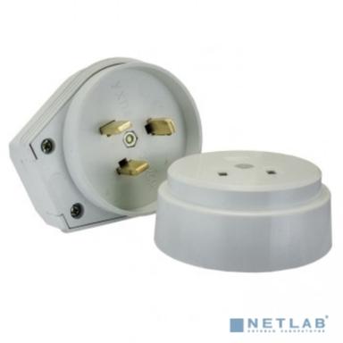 EKF AS-250-O-01 Разъем РШ-ВШ 32А 250В 2P+PE (ОУ) пластиковый бел. EKF PROxima   