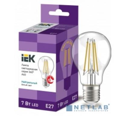 Iek LLF-A60-7-230-40-E27-CL Лампа LED A60 шар прозр. 7Вт 230В 4000К E27 серия 360°    
