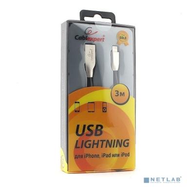 Cablexpert Кабель для Apple CC-G-APUSB01Bk-3M AM/Lightning, серия Gold, длина 3м, черный, блистер	