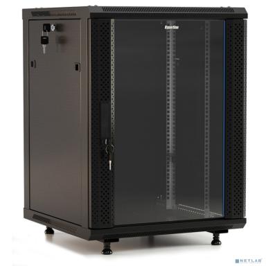 Hyperline TWB-FC-1266-SR-RAL9004 шкаф настенный 19-дюймовый (19"), 12U, 662x600x600 мм, металлическая передняя дверь с замком, две боковые панели, с возможностью установки на ножки, цвет черный (RAL 9