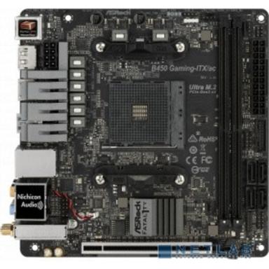 ASROCK B450 GAMING-ITX/AC { Soc-AM4, AMD B450, 2xDDR4, mini-ITX AC`97 8ch(7.1) GbLAN RAID+HDMI+DP}