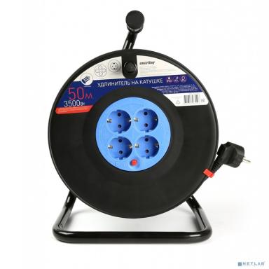 Smart buy SBE-16-4-50-Z Удлинитель на катушке 4 гнезда 50м с заземлением и предохранителем ПВС 3*1,5 16А/3,5кВт