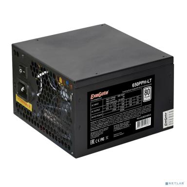 ExeGate EX282046RUS-OEM 80 PLUS® 650PPH-LT-OEM (ATX, APFC, КПД 82% (80 PLUS), 12cm fan, 24pin, (4+4)pin, PCIe, 5xSATA, 3xIDE, black, RTL)